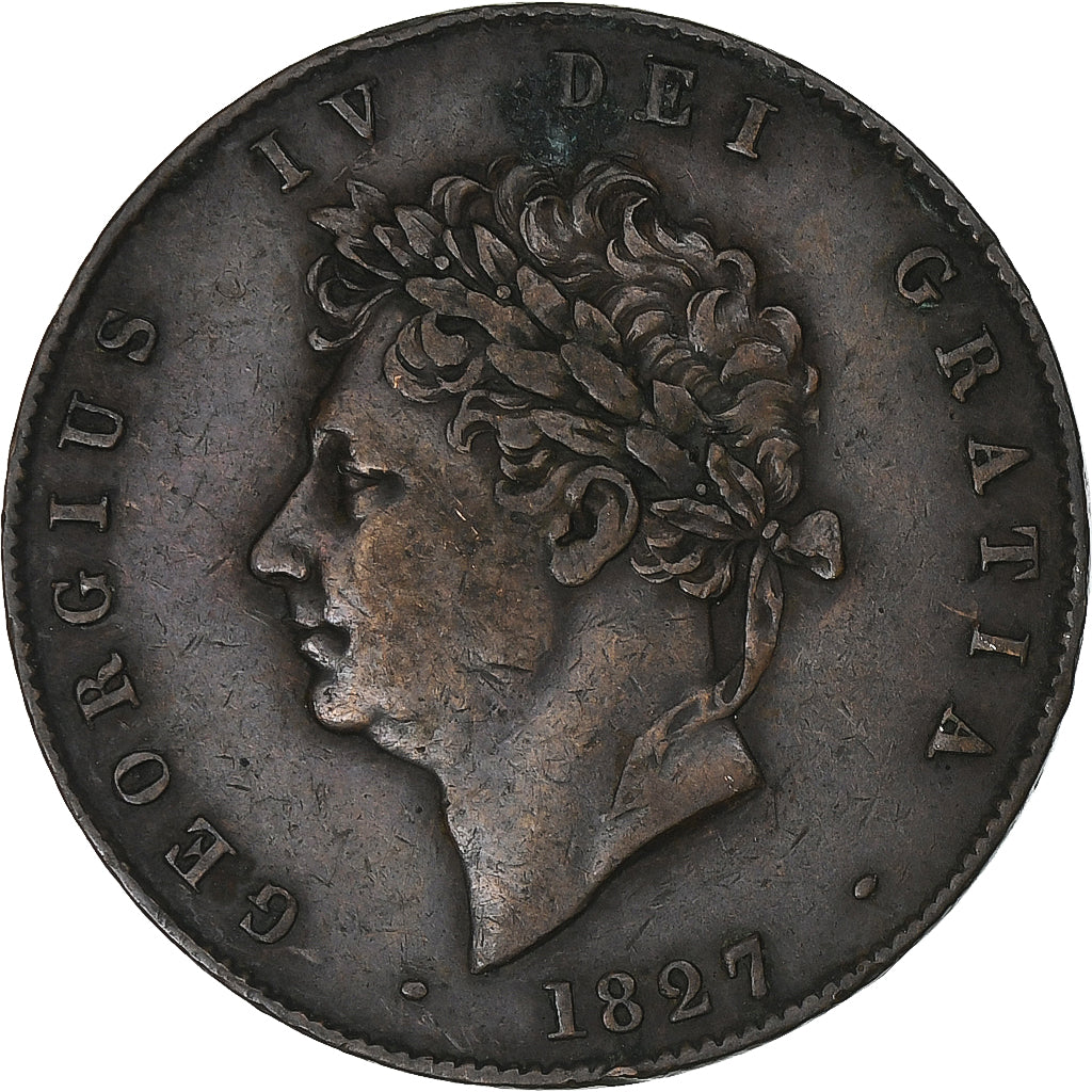 Great Britain, George IV, 1/2 Penny, 1827, London, Copper, AU(50-53), KM:692
