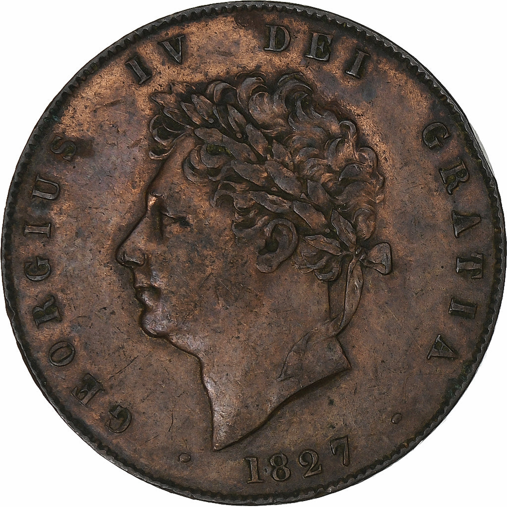 Grã-Bretanha, George IV, 1/2 Penny, 1827, London, Cobre, AU(50-53), KM:692