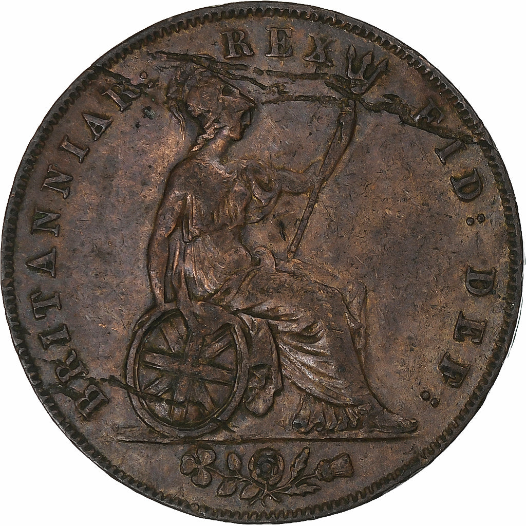 Grã-Bretanha, George IV, 1/2 Penny, 1827, London, Cobre, AU(50-53), KM:692