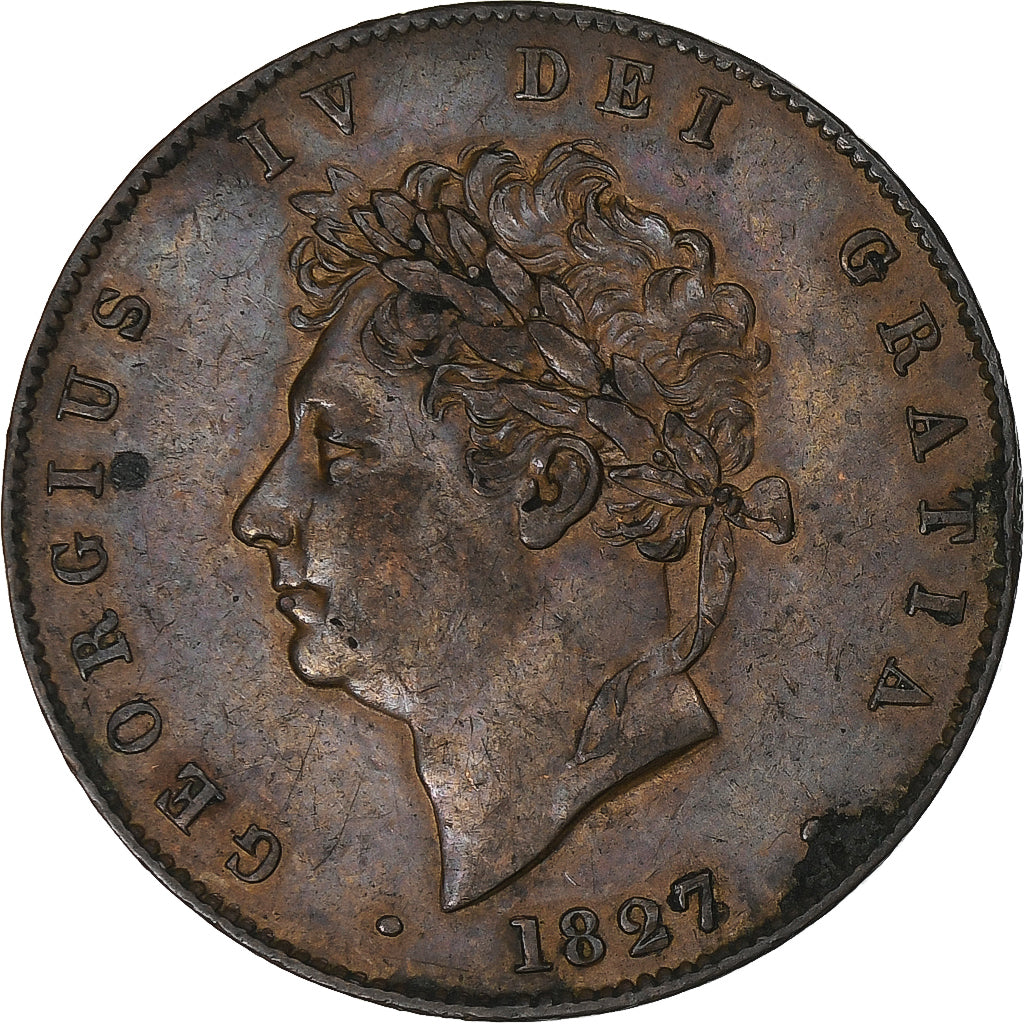 Great Britain, George IV, 1/2 Penny, 1827, London, Copper, AU(55-58), KM:692