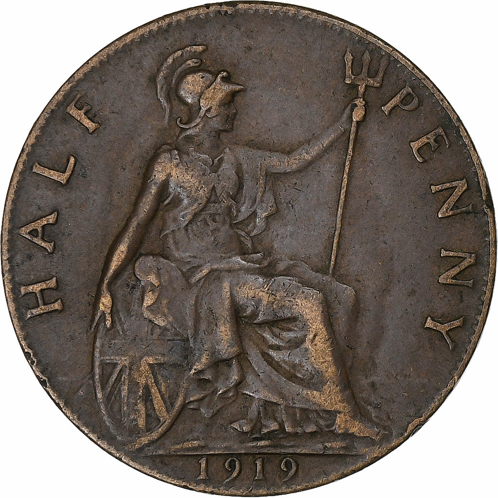 Great Britain, George V, 1/2 Penny, 1919, London, Bronze, VF(30-35), KM:809