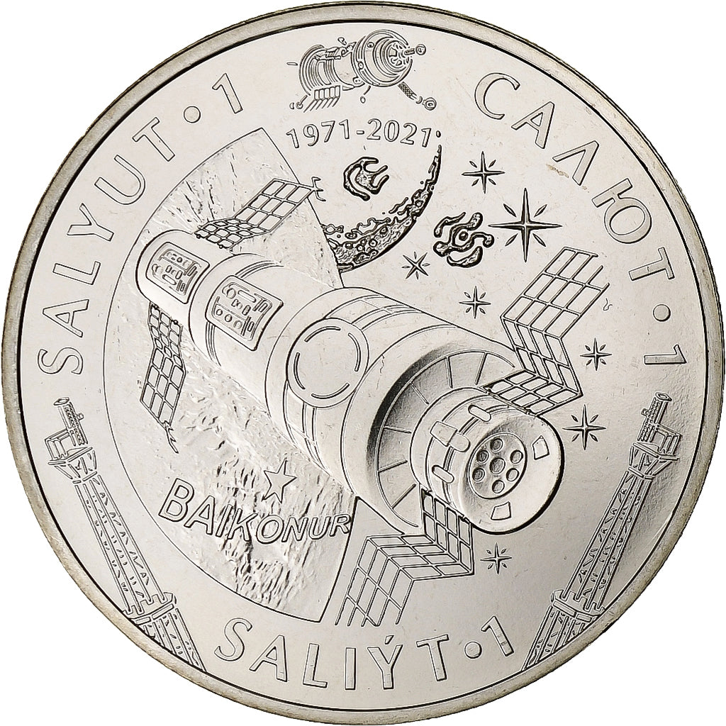 Kazakhstan, 100 Tenge, Salyut-1, 2021, Kazakhstan Mint, Copper-nickel, MS(63)