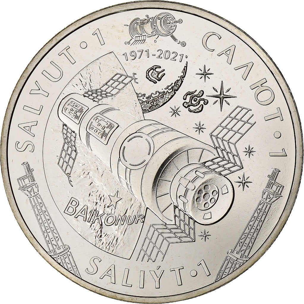 Kazakhstan, 100 Tenge, Salyut-1, 2021, Kazakhstan Mint, Copper-nickel, MS(63)