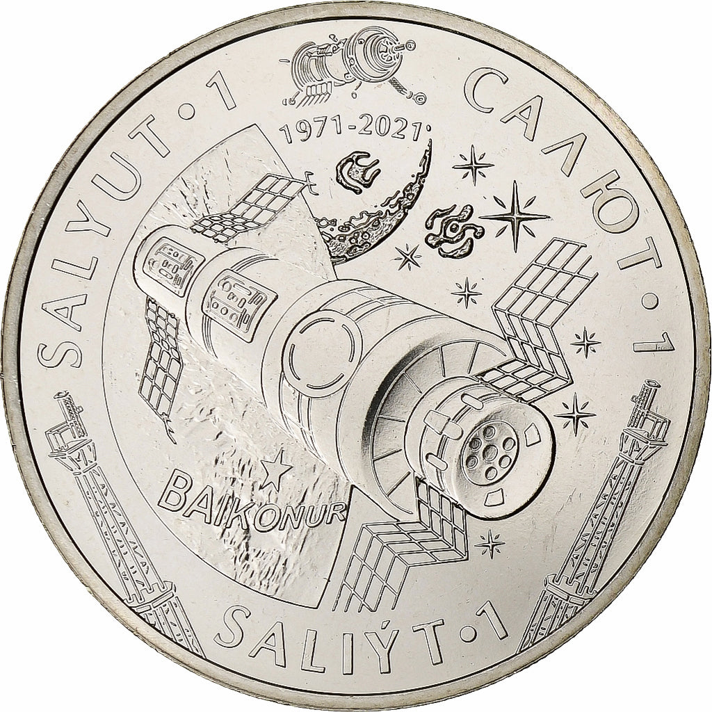 Kazajistán, 100 Tenge, Salyut-1, 2021, Kazakhstan Mint, Cobre - níquel, SC
