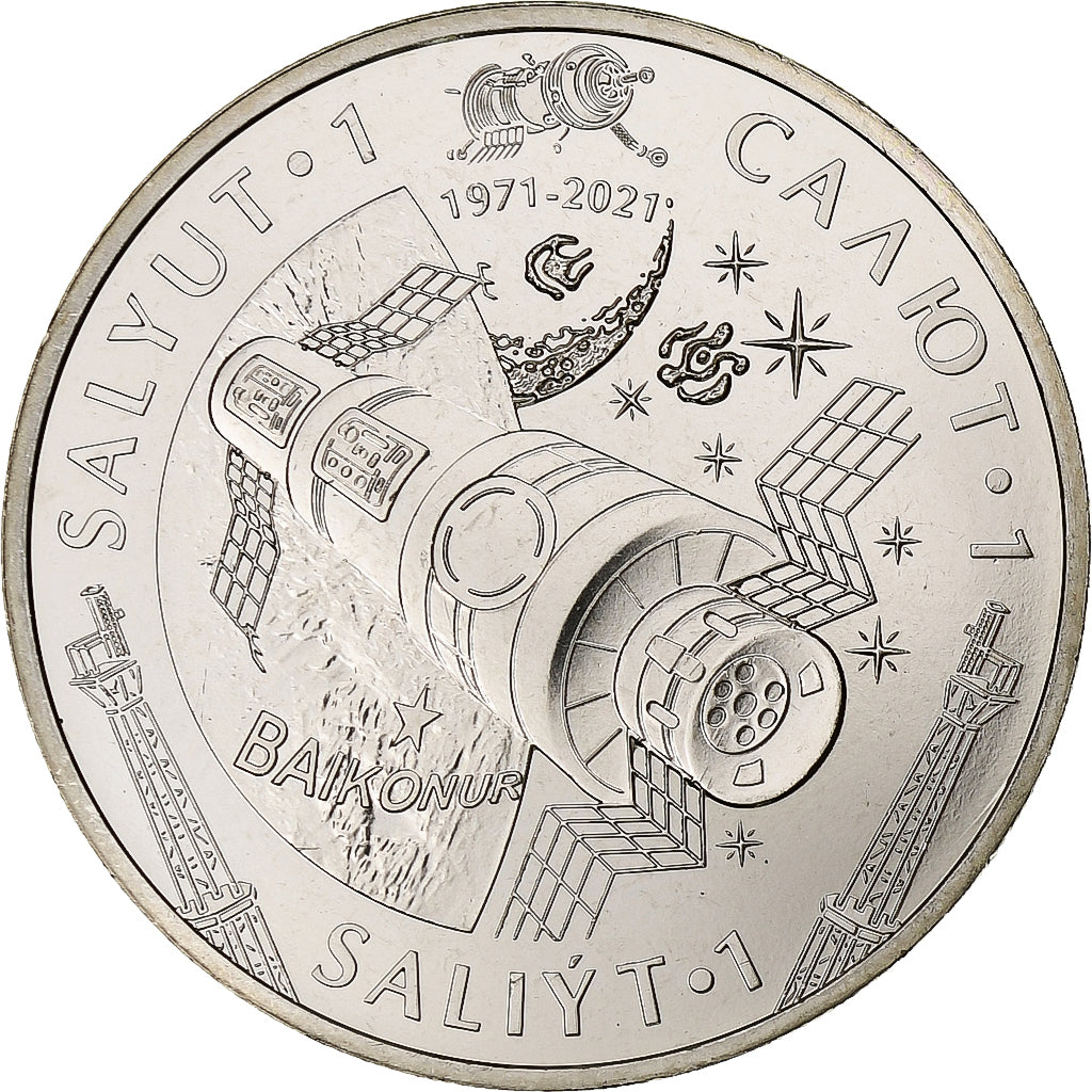 Kazakhstan, 100 Tenge, Salyut-1, 2021, Kazakhstan Mint, Copper-nickel, MS(63)