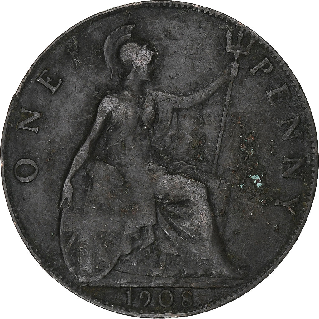 Great Britain, Edward VII, Penny, 1908, London, Bronze, VF(20-25), KM:794