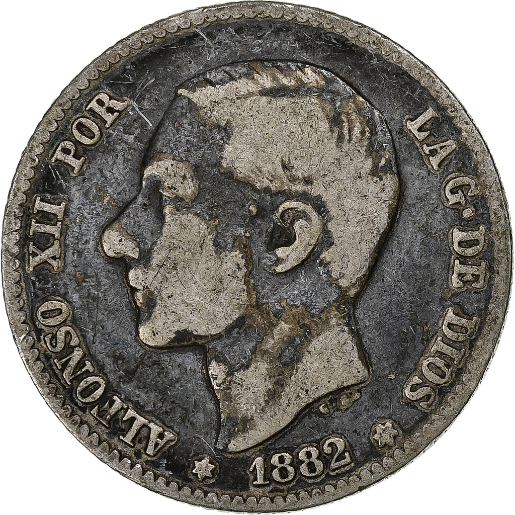 Spain, Alfonso XII, Peseta, 1882, Madrid, Silver, VF(30-35), KM:686