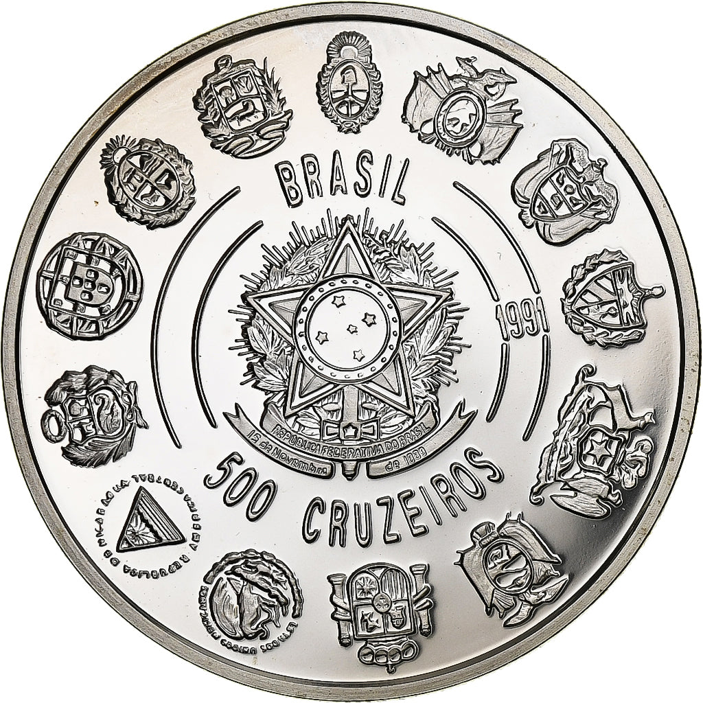 Brazil, 500 Cruzeiros, Ibero-American Series, 1991, Rio de Janeiro, Silver