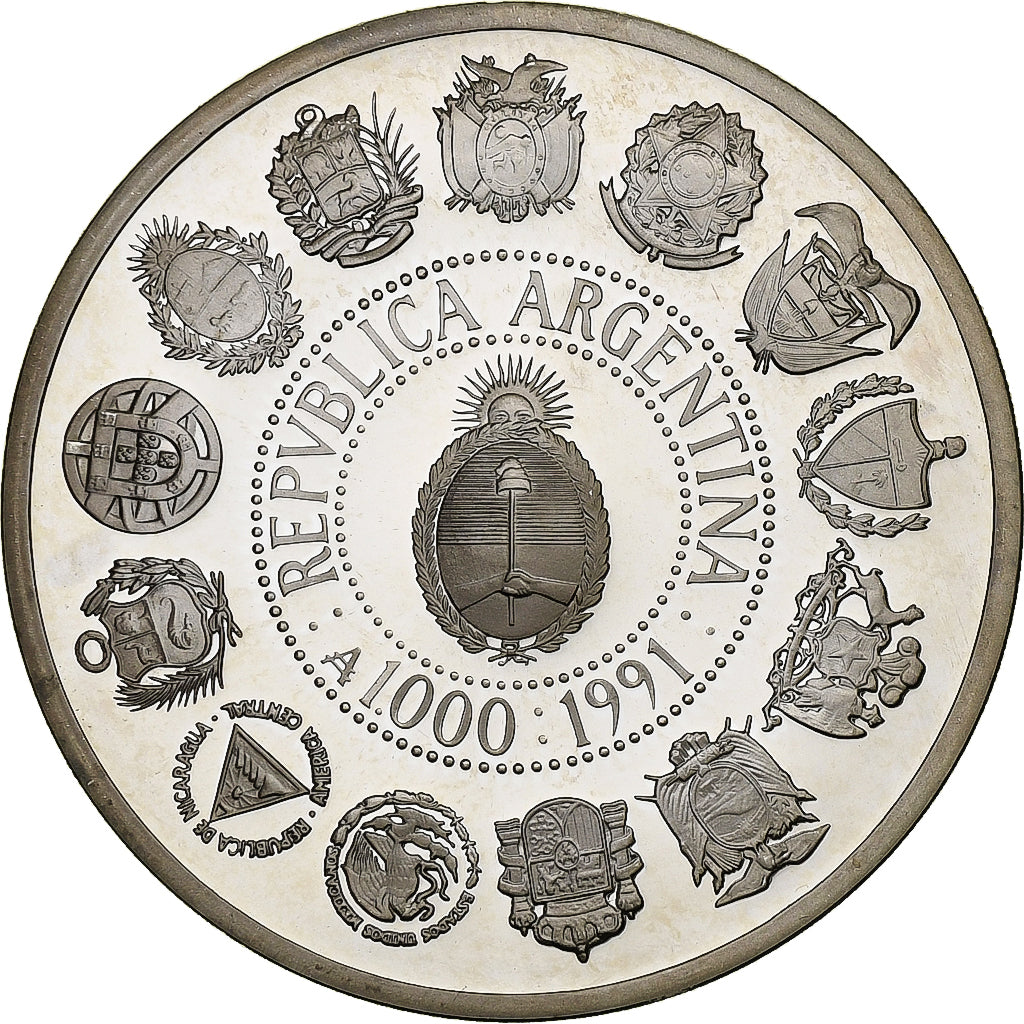 Argentina, 1000 Australes, Ibero-American Series, 1991, Santiago, Argento, FDC