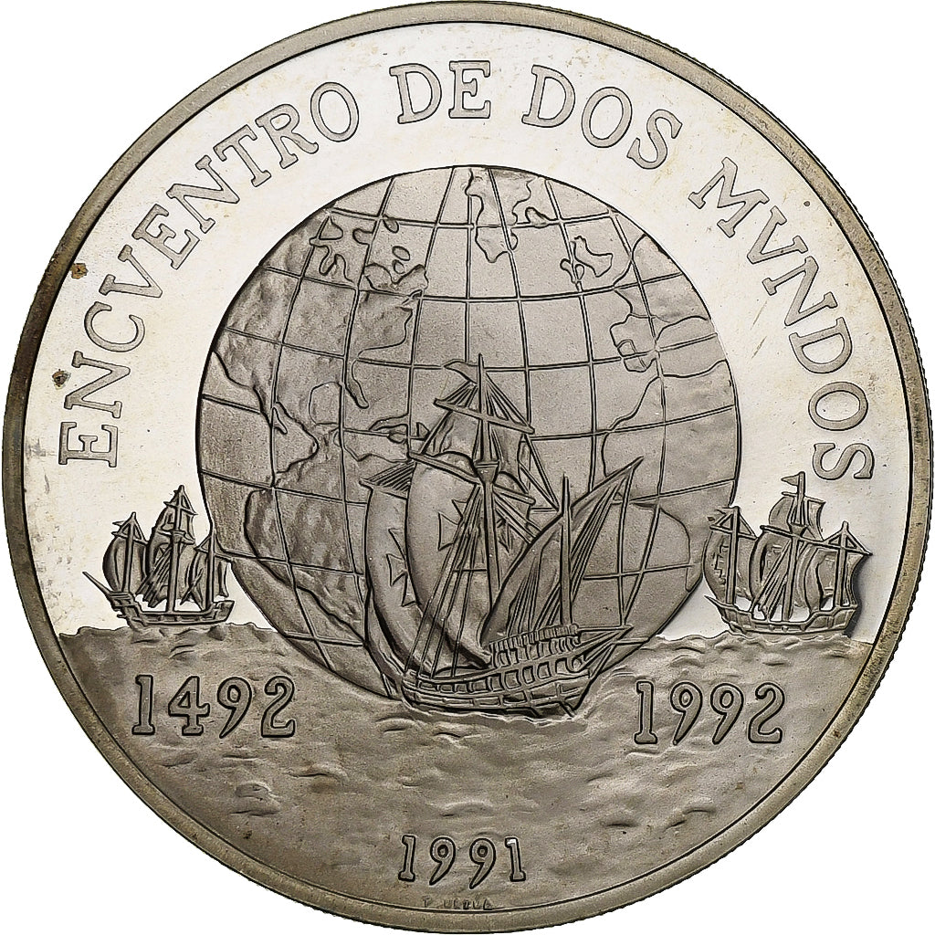Chile, 10000 Pesos, Ibero-American Series, 1991, Santiago, Silver, MS(65-70)