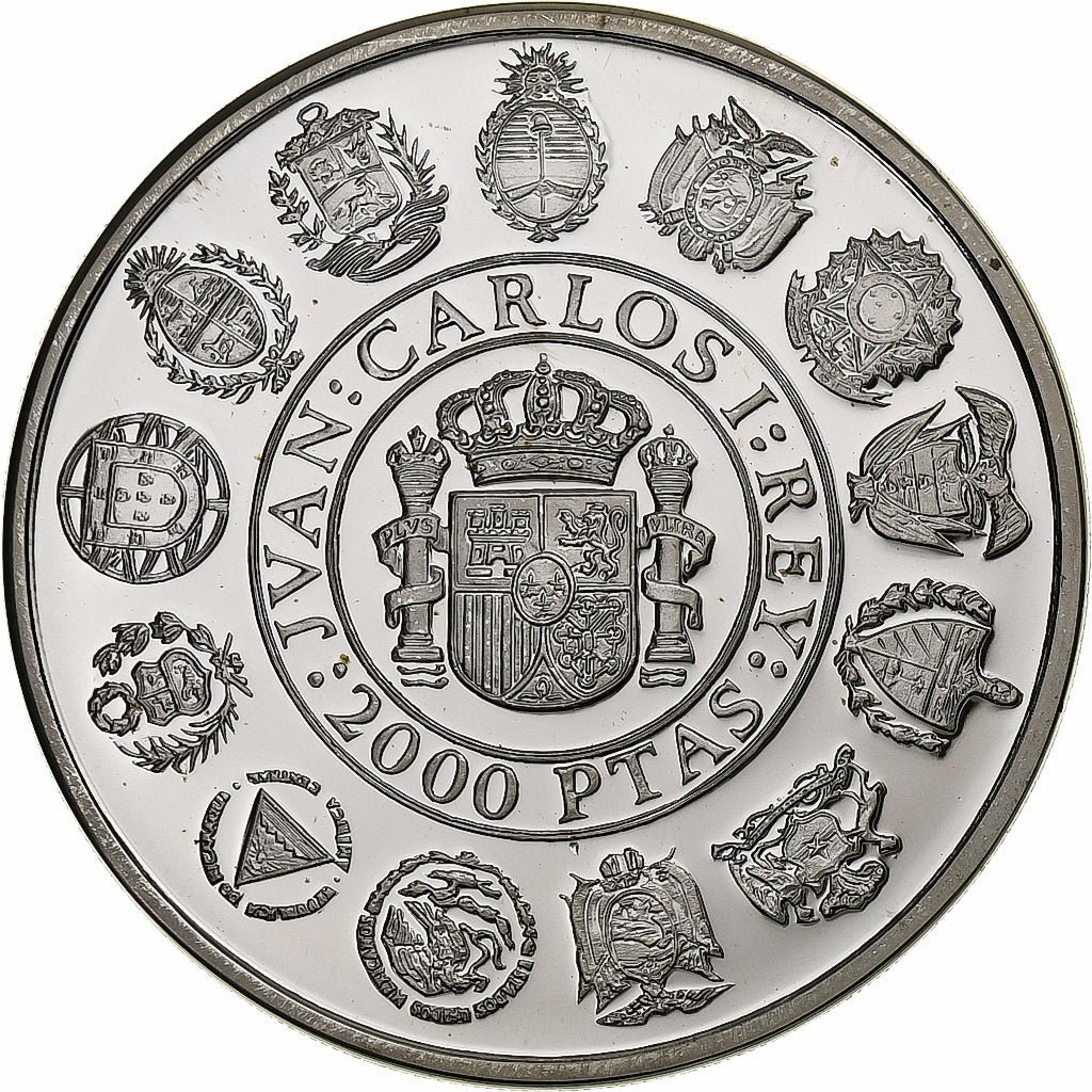 Spain, 2000 Pesetas, Ibero-American Series, 1991, Madrid, Silver, MS(65-70)