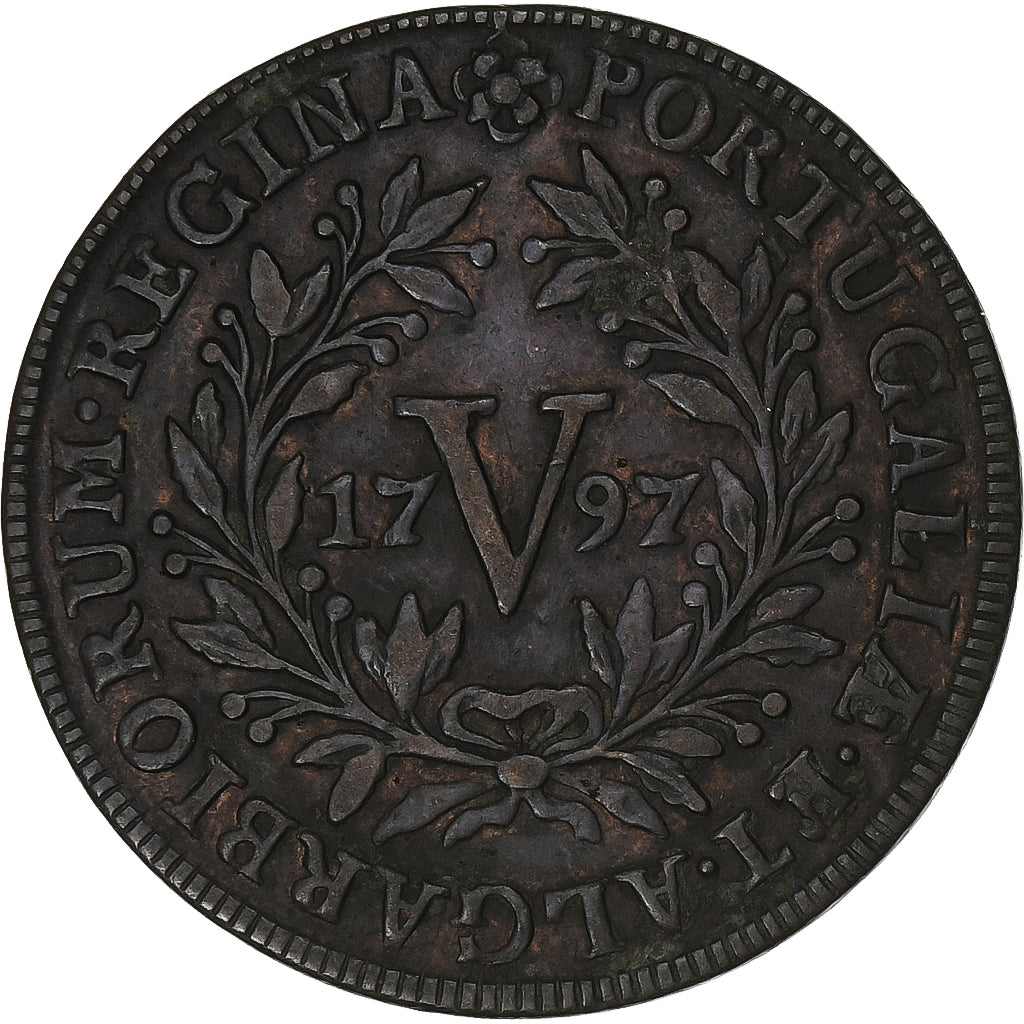 Portugal, Maria I, 5 Reis, 1797, Lisbon, Miedź, EF(40-45), KM:305