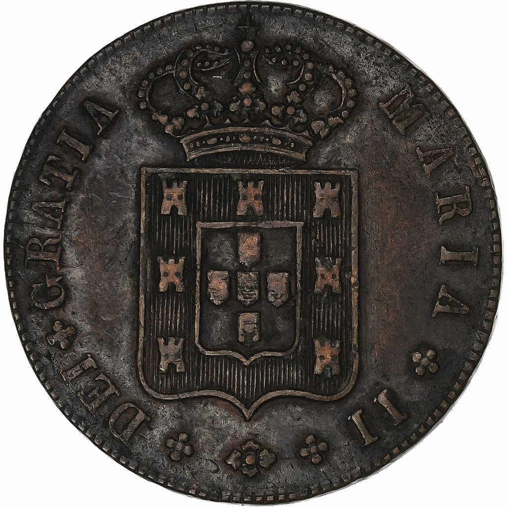 Portugal, Maria II, 10 Reis, 1835, Lisbon, Copper, EF(40-45), KM:481