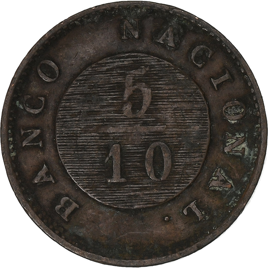 Argentina, 5/10 Réal, 1827, Miedź, EF(40-45), KM:3
