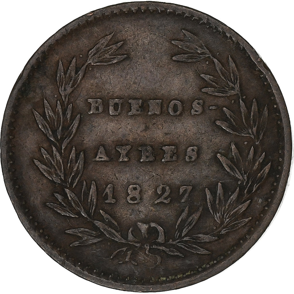 Argentina, 5/10 Réal, 1827, Miedź, EF(40-45), KM:3