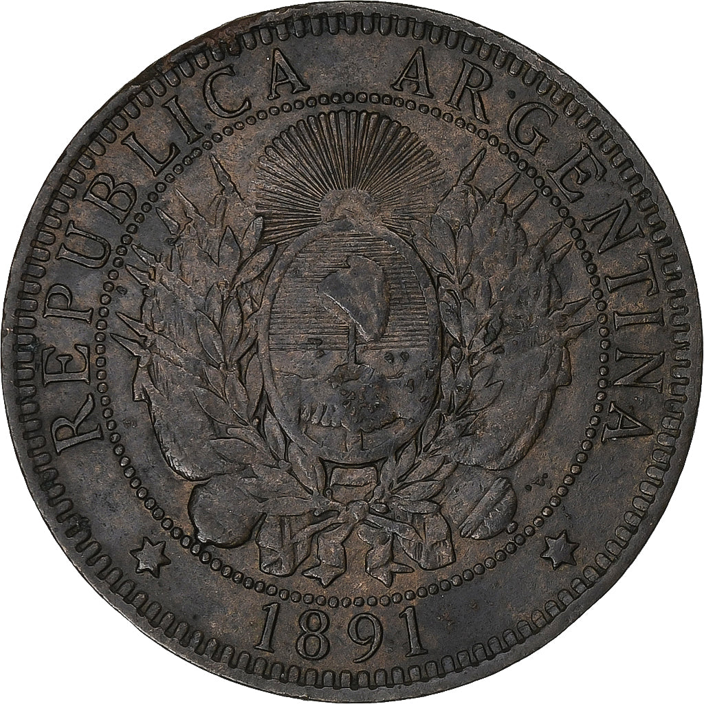 Argentinien, 2 Centavos, 1891, Bronze, SS, KM:33