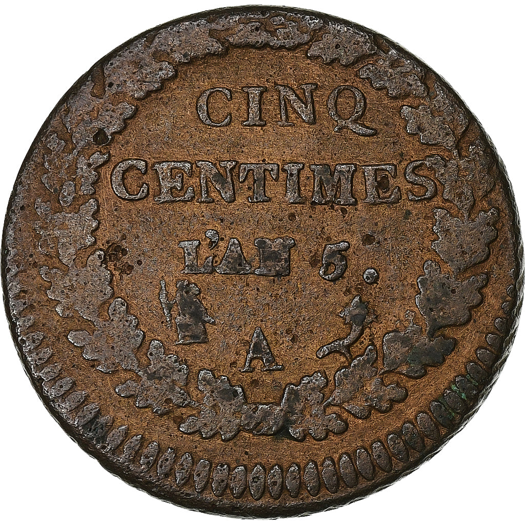 Frankreich, Directoire, 5 Centimes, Dupré, AN 5, Paris, Kupfer, S, Gadoury:126