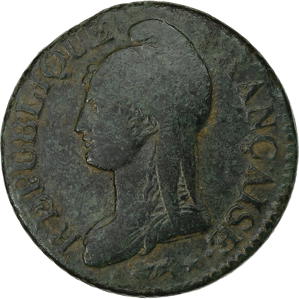 Francia, Directoire, 5 Centimes, Dupré, AN 5, Rouen, Rame, MB+, Gadoury:126