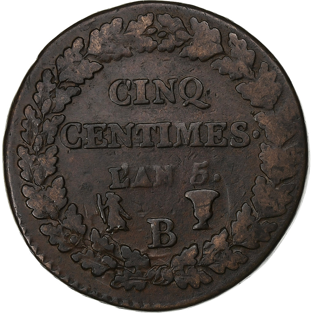 France, Directoire, 5 Centimes, Dupré, AN 5, Rouen, Copper, VF(30-35)