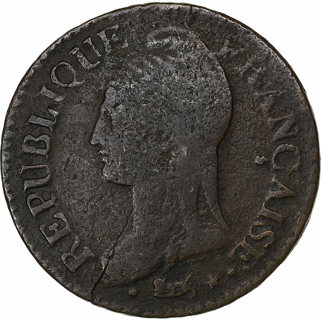 Francia, Directoire, 5 Centimes, Dupré, AN 5, Strasbourg, Rame, MB, Gadoury:126