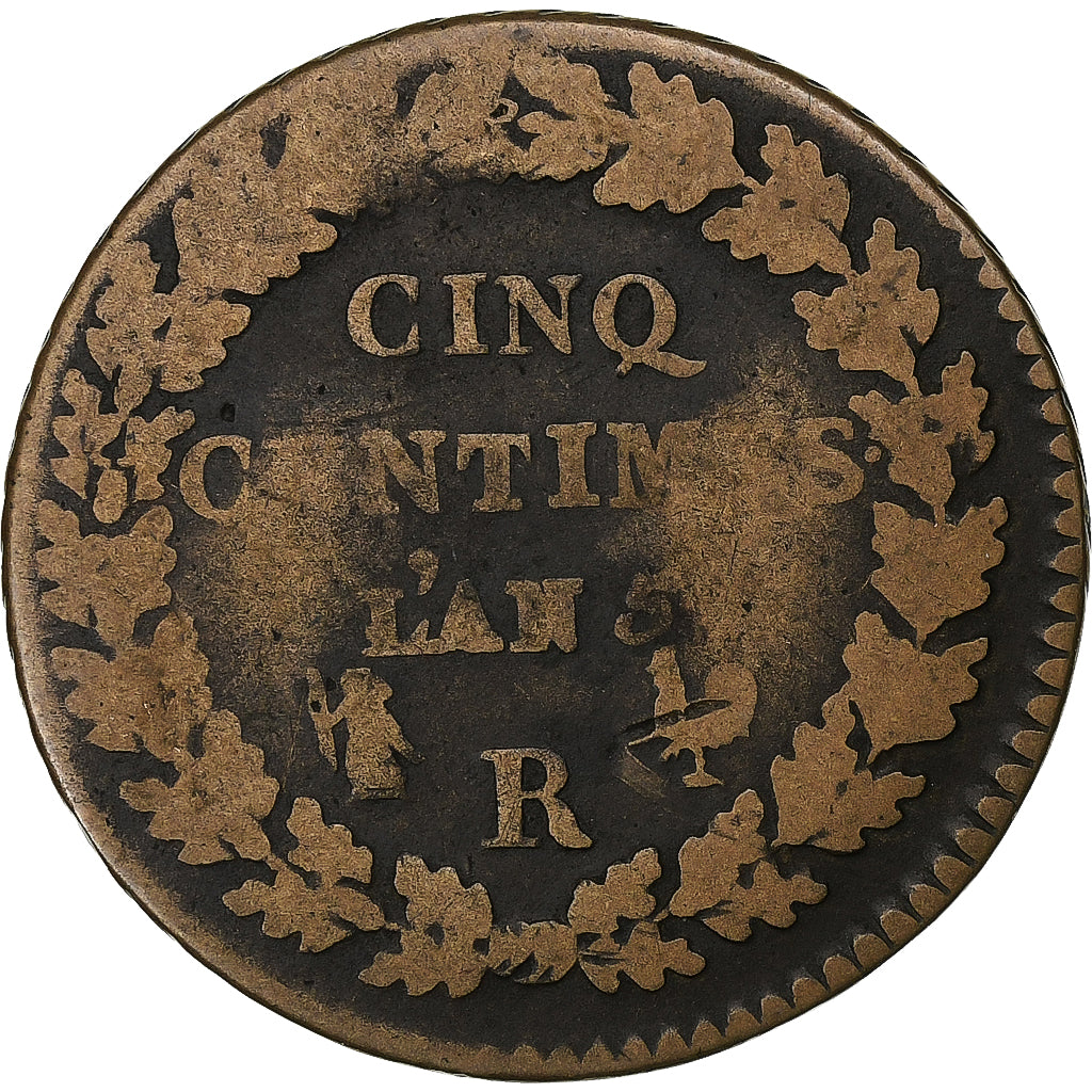 Frankrijk, Directoire, 5 Centimes, Dupré, AN 5, Orléans, Koper, FR