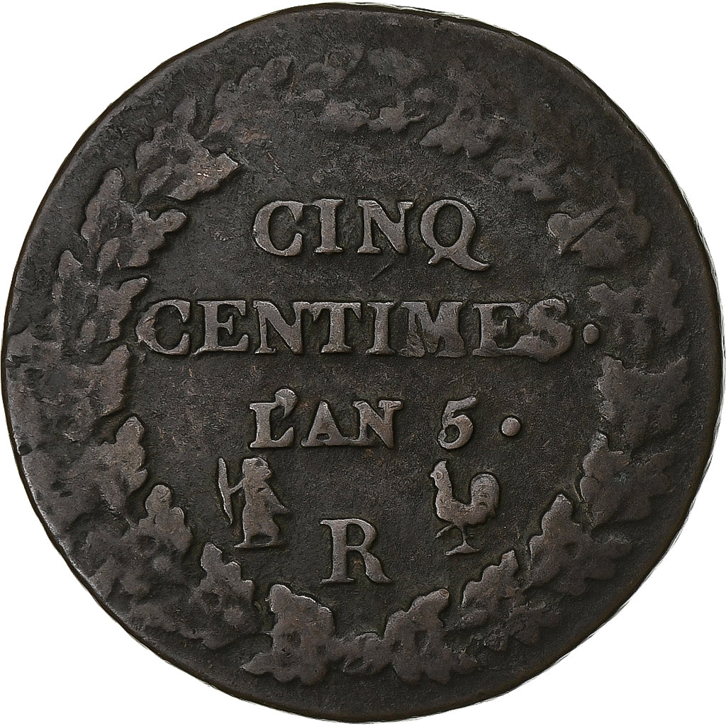 Frankreich, Directoire, 5 Centimes, Dupré, AN 5, Orléans, Kupfer, S