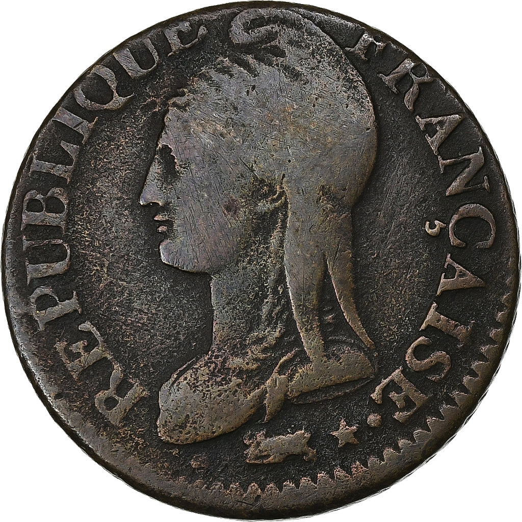 Francia, 5 Centimes, Dupré, AN 8, Strasbourg, Rame, MB+, Gadoury:126a