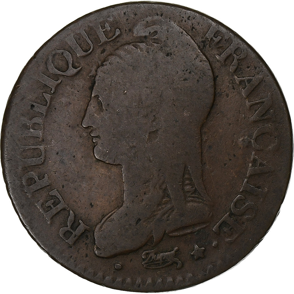 Francia, 5 Centimes, Dupré, AN 8, Strasbourg, Rame, MB, Gadoury:126a