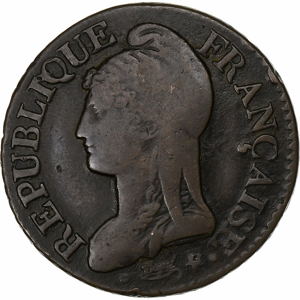 Frankrijk, 5 Centimes, Dupré, AN 8, Strasbourg, Koper, FR+, Gadoury:126a