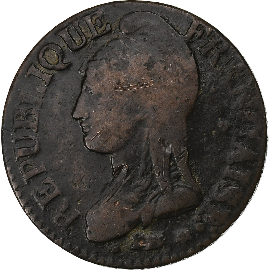 Francia, 5 Centimes, Dupré, AN 7/5, Strasbourg, Rame, MB+, Gadoury:126