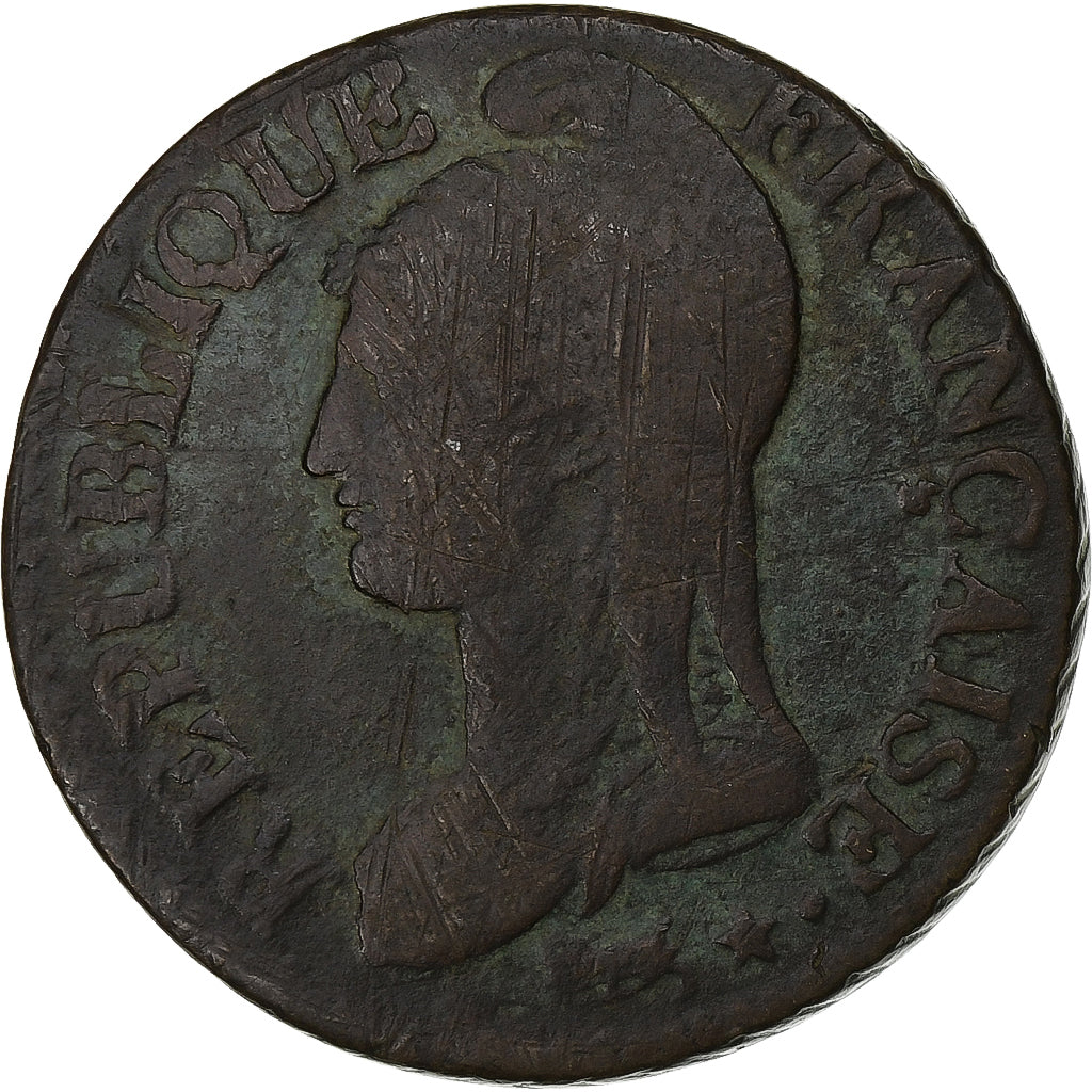 Francja, 5 Centimes, Dupré, AN 7/5, Lyon, Miedź, VF(20-25), Gadoury:126
