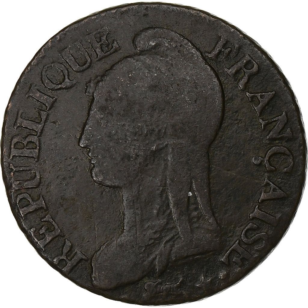Francia, 5 Centimes, Dupré, AN 8/5, Paris, Rame, MB+, Gadoury:126a