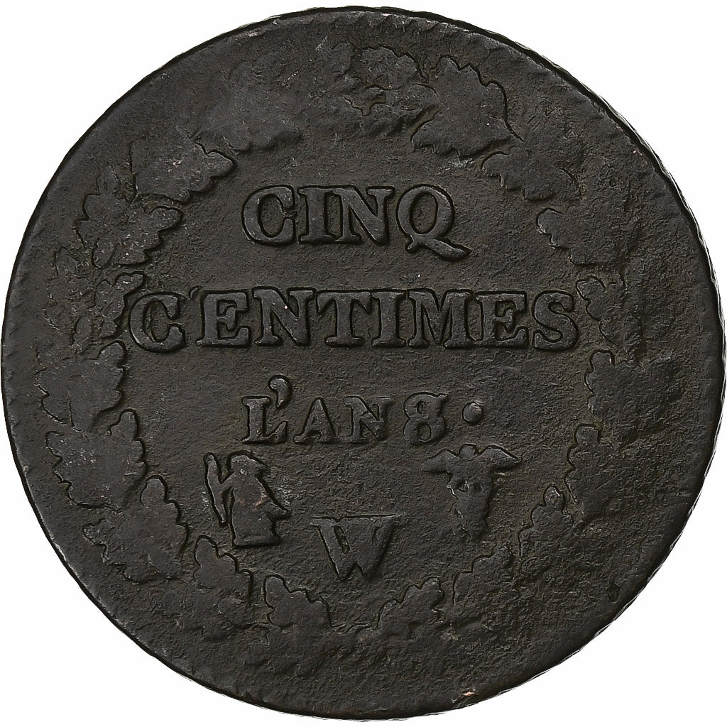 France, 5 Centimes, Dupré, AN 8/5, Lille, Copper, VF(20-25), Gadoury:126a