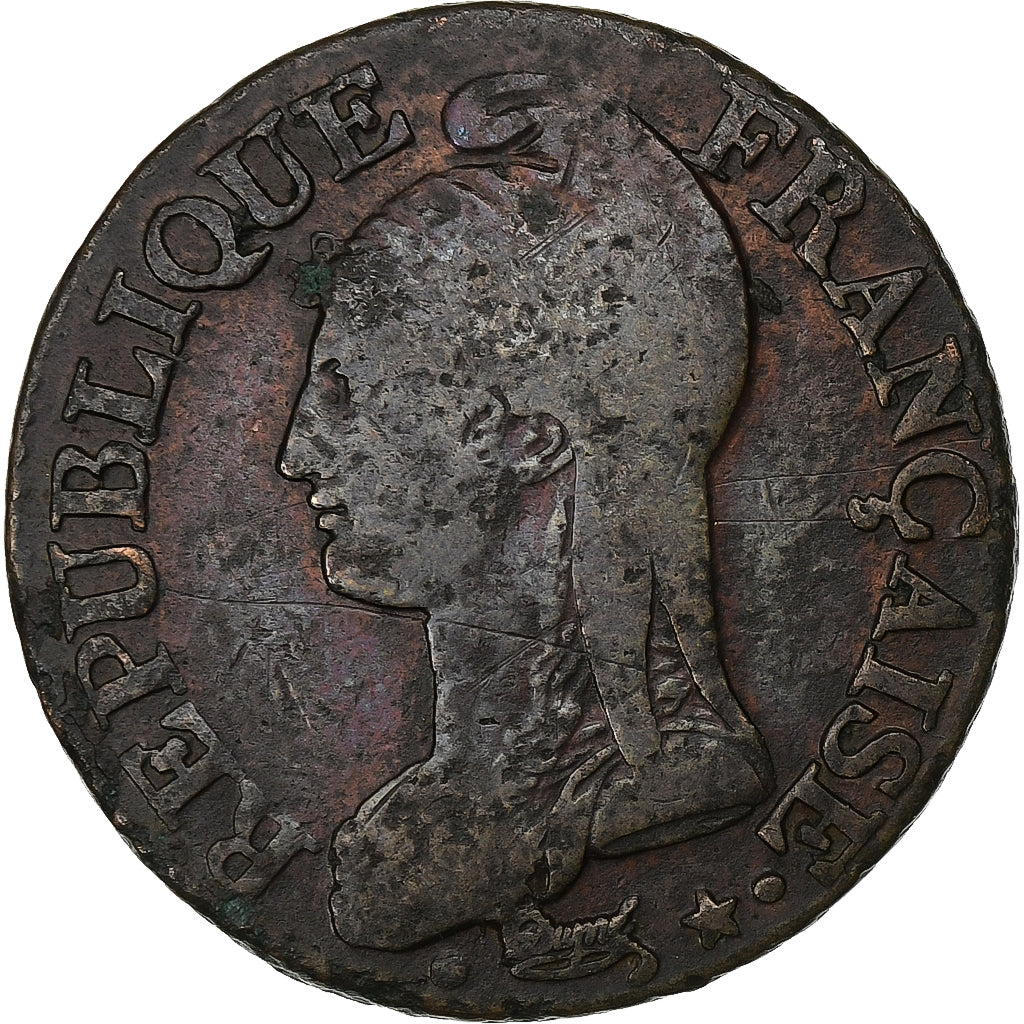 Francia, 5 Centimes, Dupré, AN 8/5, Paris, Rame, MB+, Gadoury:126a