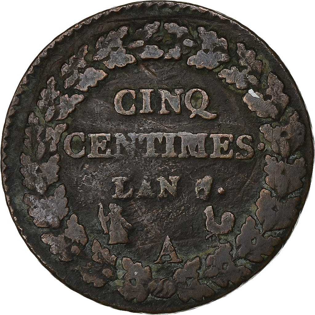 Frankreich, 5 Centimes, Dupré, AN 7/5, Paris, Kupfer, S+, Gadoury:126