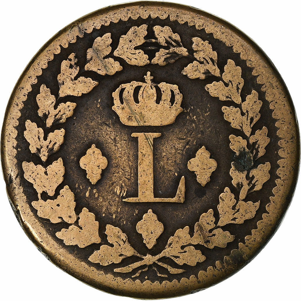 France, Louis XVIII, Decime, 1814, Strasbourg, Bronze, TB, Gadoury:196