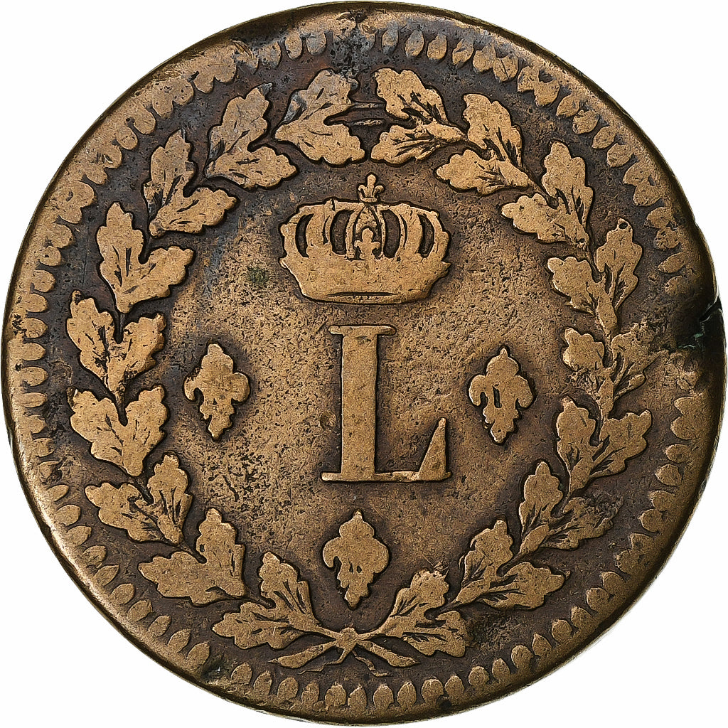 Frankreich, Louis XVIII, Decime, 1814, Strasbourg, Bronze, S+, Gadoury:196