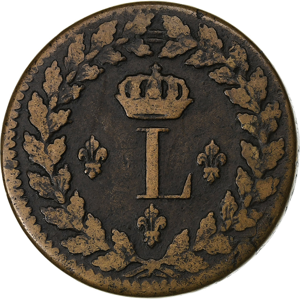 França, Louis XVIII, Decime, 1815, Strasbourg, Bronze, VF(30-35), Gadoury:196