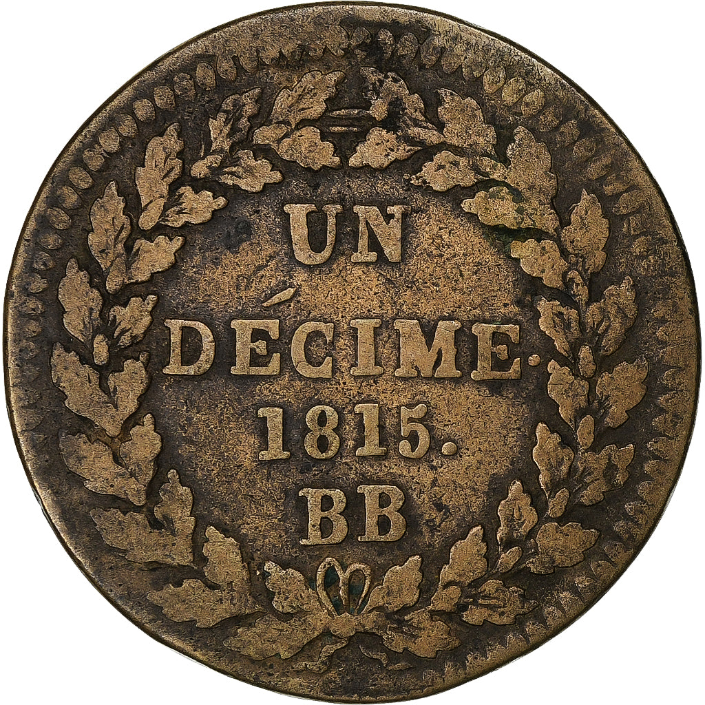 Frankreich, Louis XVIII, Decime, 1815, Strasbourg, Bronze, S, Gadoury:196