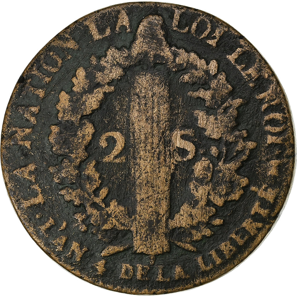 Frankreich, Louis XVI, 2 Sols, 2 sols françois, 1792 / AN 4, Metz, Métal de