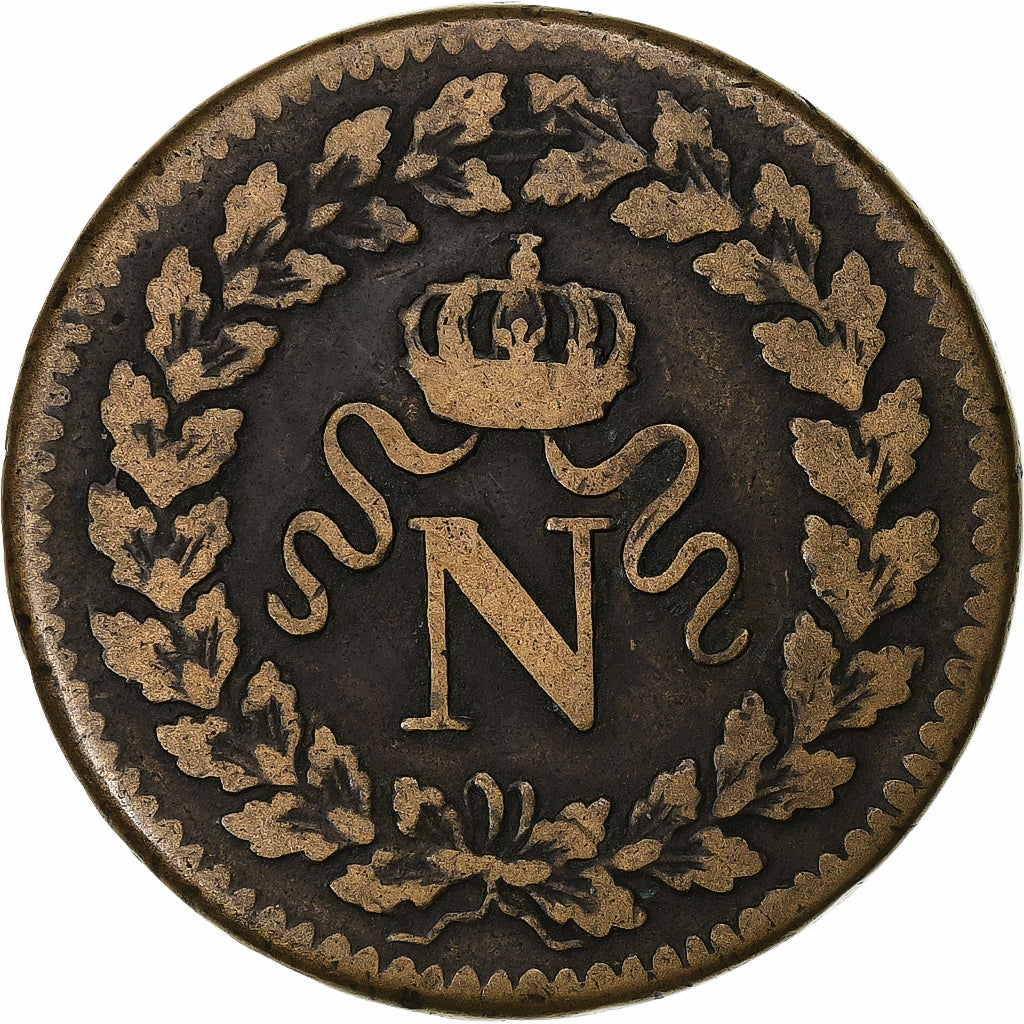 Frankrijk, Napoleon I, Decime, 1814, Strasbourg, Bronzen, FR+, Gadoury:195