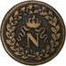 Frankrijk, Napoleon I, Decime, 1814, Strasbourg, Bronzen, FR+, Gadoury:195