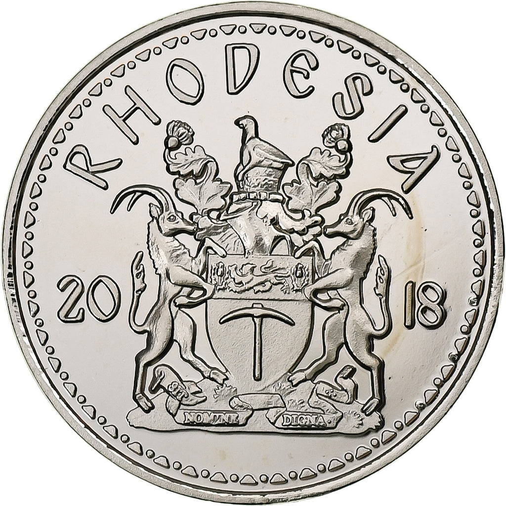 Rhodesia, 10 Cents, Rhinocéros, 2018, Acciaio placcato nichel, SPL