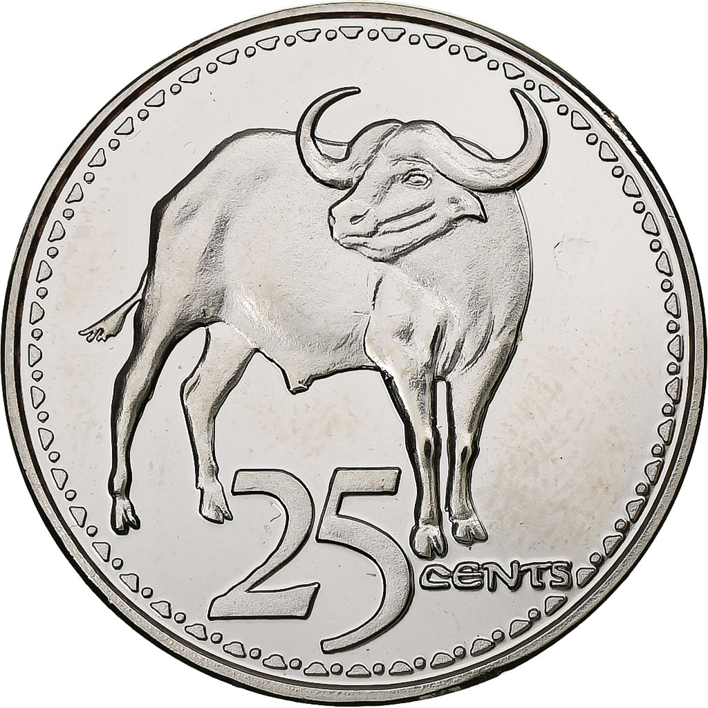 Rhodesia, 25 Cents, Buffalo, 2018, Nickel plated steel, MS(63)