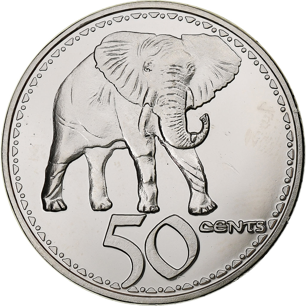 Rhodesia, 50 Cents, Elephant, 2018, Nickel plated steel, MS(63)