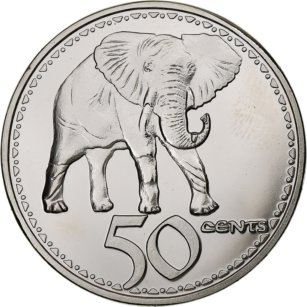 Rhodesia, 50 Cents, Elephant, 2018, Nickel plated steel, MS(63)