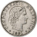 Switzerland, 20 Rappen, Libertas, 1881, Bern, Nickel, EF(40-45), KM:29
