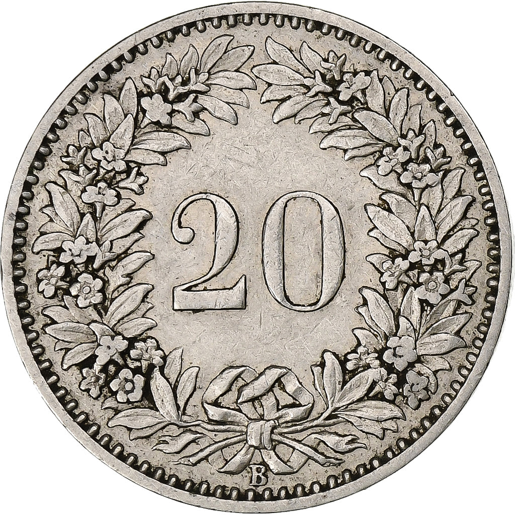 Switzerland, 20 Rappen, Libertas, 1881, Bern, Nickel, EF(40-45), KM:29