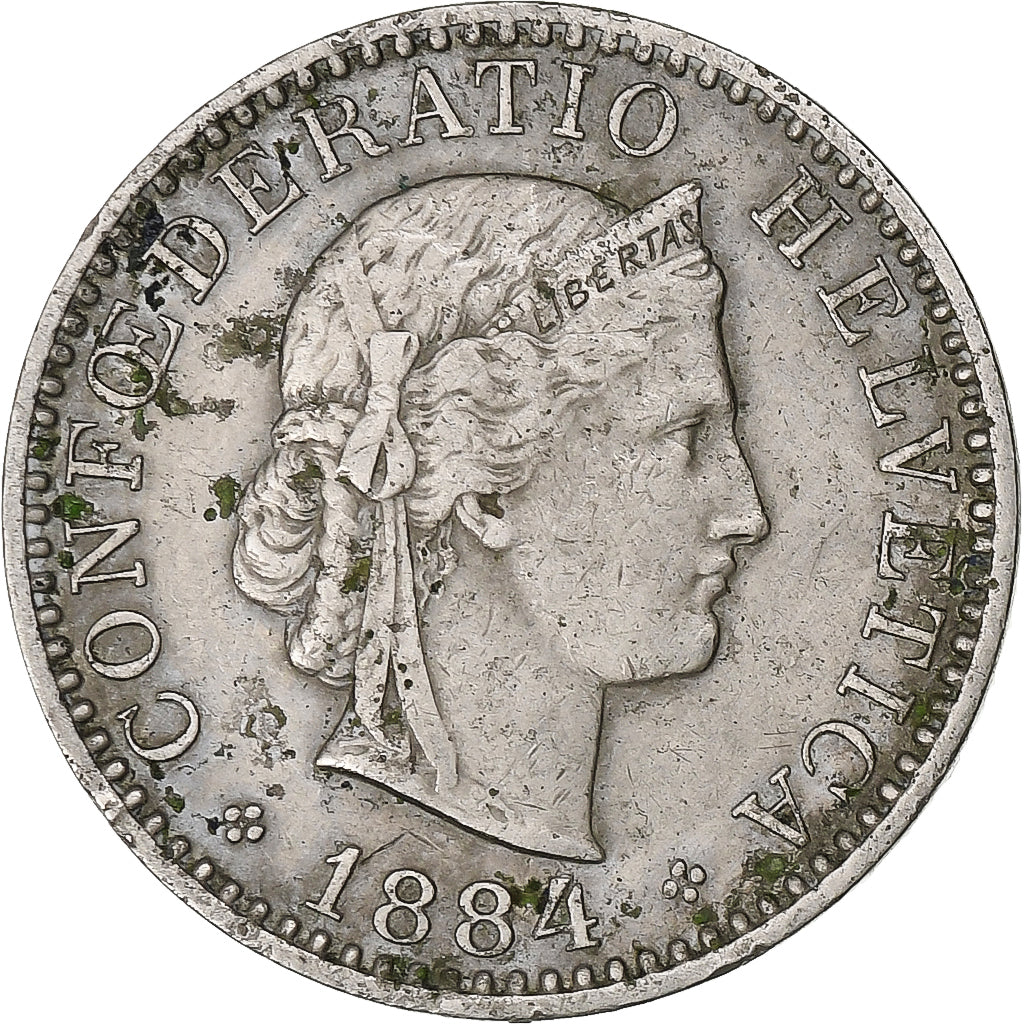 Suiza, 20 Rappen, Libertas, 1884, Bern, Níquel, BC+, KM:29