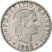 Suiza, 20 Rappen, Libertas, 1885, Bern, Níquel, BC+, KM:29